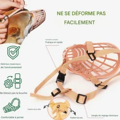 Downypaws Colliers, Laisses Et Vêtements | - Muselière pour chien-convient aux chiens de moins de 15 kg-beige