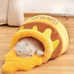 Downypaws - Panier Pour Chat En Forme De Pot De Miel, Tapis épais, Amovible Et Lavable Outlet