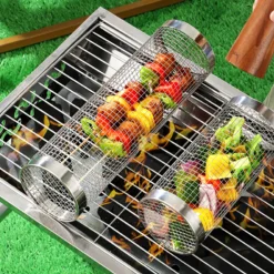 Downypaws Barbecues Et Planchas | - Panier roulant à barbecue en acier inoxydable 304