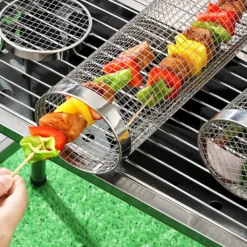 Downypaws Barbecues Et Planchas | - Panier roulant à barbecue en acier inoxydable 304