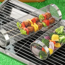 Downypaws Barbecues Et Planchas | - Panier roulant à barbecue en acier inoxydable 304