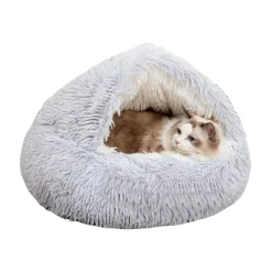 Downypaws - Panier Semi-Fermé Confortable Pour Chat, Polyester Doux New