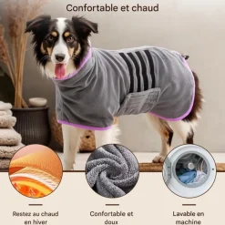 Downypaws Colliers, Laisses Et Vêtements | - Peignoir pour chienabsorption d'eau