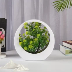 Downypaws Fleurs Et Plantes Artificielles | - Plantes vertes artificielles fleurs en plastique créatives avec décoration de bureau lumineuse