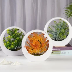 Downypaws Fleurs Et Plantes Artificielles | - Plantes vertes artificielles fleurs en plastique créatives avec décoration de bureau lumineuse