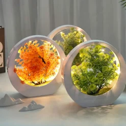 Downypaws Fleurs Et Plantes Artificielles | - Plantes vertes artificielles fleurs en plastique créatives avec décoration de bureau lumineuse