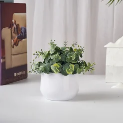 Downypaws Plantes Artificielles | - Plantes vertes artificielles en pot fleurs artificielles eucalyptus poilu