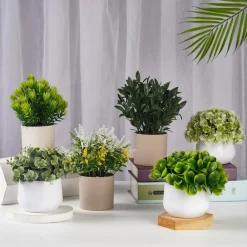 Downypaws Plantes Artificielles | - Plantes vertes artificielles en pot fleurs artificielles komatsu blanches