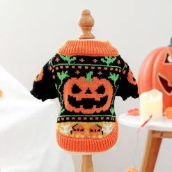 Downypaws Colliers, Laisses Et Vêtements | - Pull d'halloween pour chiot,citrouille effrayante