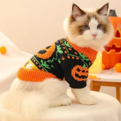 Downypaws Colliers, Laisses Et Vêtements | - Pull d'halloween pour chiot,citrouille effrayante