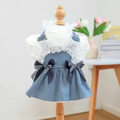 Downypaws Colliers, Laisses Et Vêtements | - Robe pour animaux de compagnie avec volants en nœud