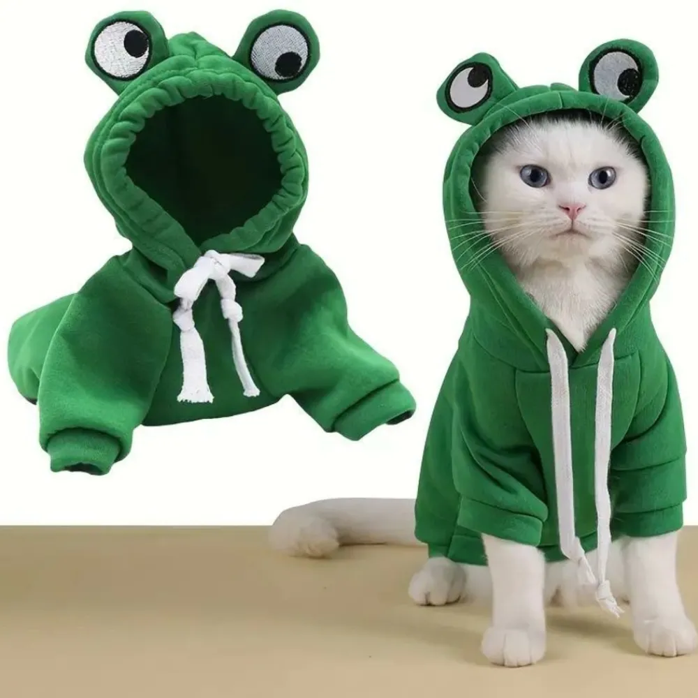 Downypaws Colliers, Laisses Et Vêtements | - Sweat à capuche tricoté, thème grenouille, pour chatons