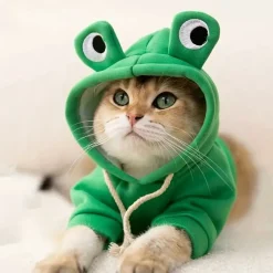 Downypaws Colliers, Laisses Et Vêtements | - Sweat à capuche tricoté, thème grenouille, pour chatons