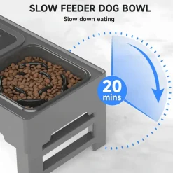 Downypaws Gamelles Et Autres Accessoires | - Table d'alimentation en acier inoxydable pour animaux - bol nourriture lente, eau flottant, hauteur réglable, durable