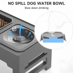 Downypaws Gamelles Et Autres Accessoires | - Table d'alimentation en acier inoxydable pour animaux - bol nourriture lente, eau flottant, hauteur réglable, durable