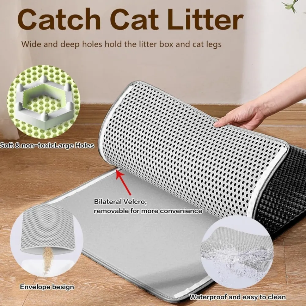 Downypaws - Tapis de litière anti-déversement pour chat vert 40*50cm