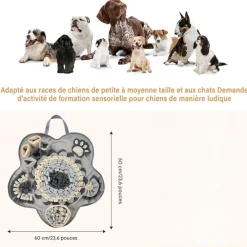 Downypaws - Tapis à lécher pour chiens-jouets pour chiens-gamelles slow food-gris Discount