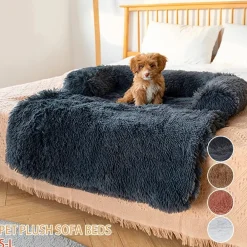Downypaws - Tapis pour lit de chien en peluche, universel pour toutes saisons noir 95 x 80 x 15 cm Discount
