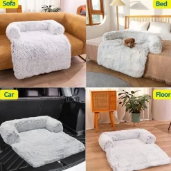 Downypaws - Tapis pour lit de chien en peluche, universel pour toutes saisons gris 105 x 95 x 15 cm New