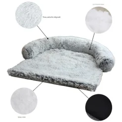 Downypaws Niches, Paniers Et Transports | - Tapis pour lit de chien en peluche, universel pour toutes saisons gris foncé 95 x 80 x 15 cm
