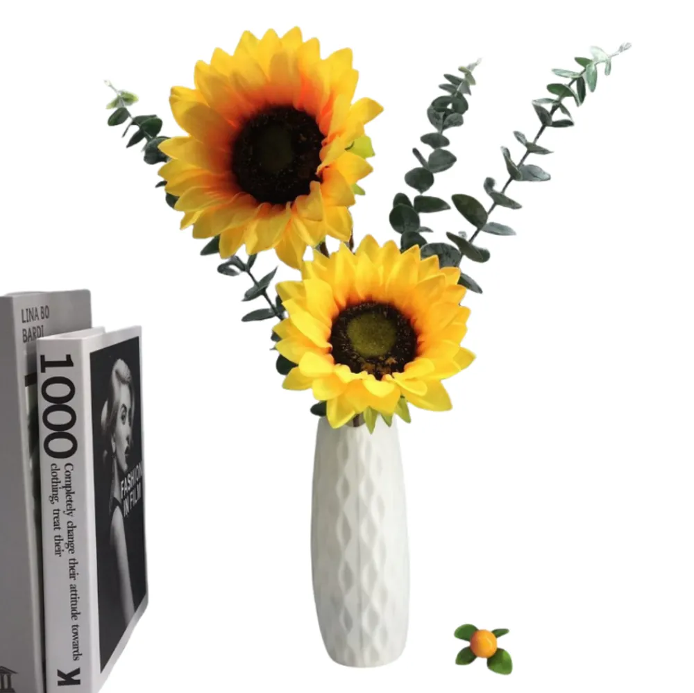 Downypaws - Tournesol artificiel double tête + vase