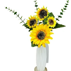 Downypaws Fleurs Et Plantes Artificielles | - 4 tournesols artificiels + vase