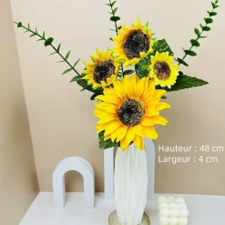 Downypaws Fleurs Et Plantes Artificielles | - 4 tournesols artificiels + vase