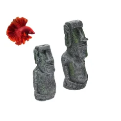 Downypaws - 2 têtes de l'île de pâques pour aquarium & décoration Hot