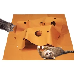 Downypaws - Tunnel pliable pour chat tapis d'entraînement--carré brun rougeâtre-120*90cm Hot