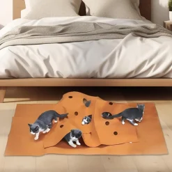 Downypaws - Tunnel pliable pour chat tapis d'entraînement--carré brun rougeâtre-120*90cm Hot