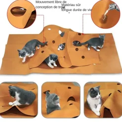 Downypaws - Tunnel pliable pour chat tapis d'entraînement--carré brun rougeâtre-120*90cm Hot