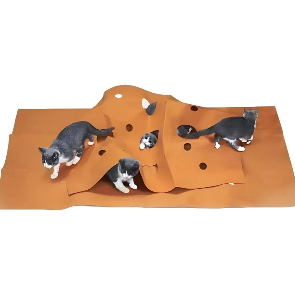 Downypaws - Tunnel pliable pour chat tapis d'entraînement--carré brun rougeâtre-120*90cm Hot