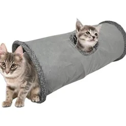 Downypaws - Tunnel pliable pour chat gris-65*29cm