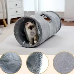 Downypaws - Tunnel pliable pour chat gris-65*29cm