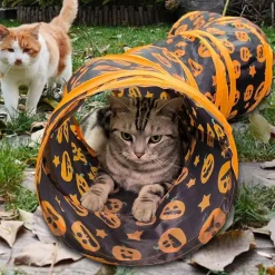Downypaws - Tunnel pour chat avec halloween imprimé citrouille-130*25*25cm Hot