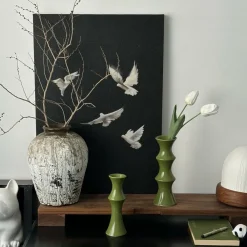 Downypaws Vases Et Coupes | - Vase décoratif en céramique en forme de bambou vert