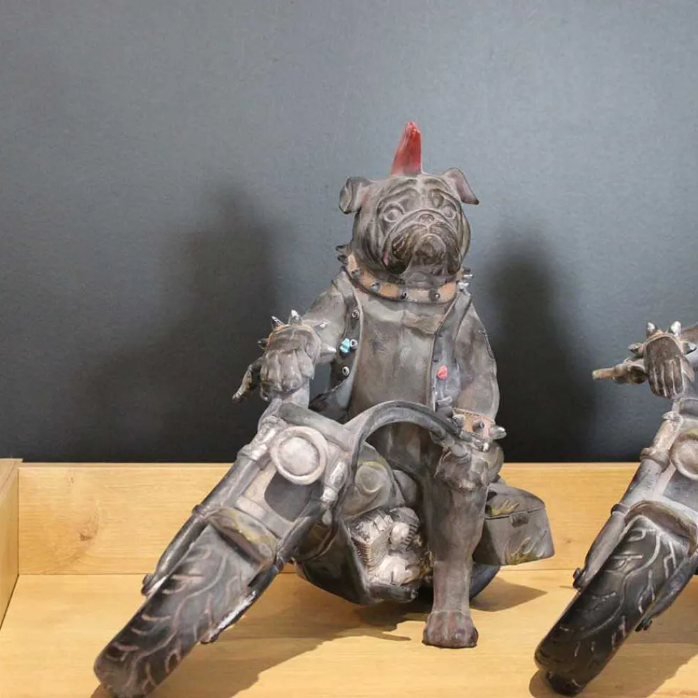 Drimmer Objets De Décoration | - Statuette animal motard en polyrésine chien