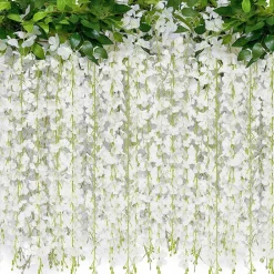 Dtopbuyage - Bande de wisteria artificielle pour décoration de mariage blanc 2 pièces Clearance