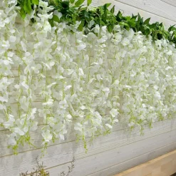 Dtopbuyage - Bande de wisteria artificielle pour décoration de mariage blanc 2 pièces Clearance