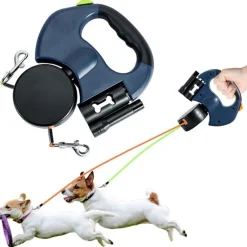 Dtopbuyage - Corde rétractable pour chien avec lampe et support sac Online