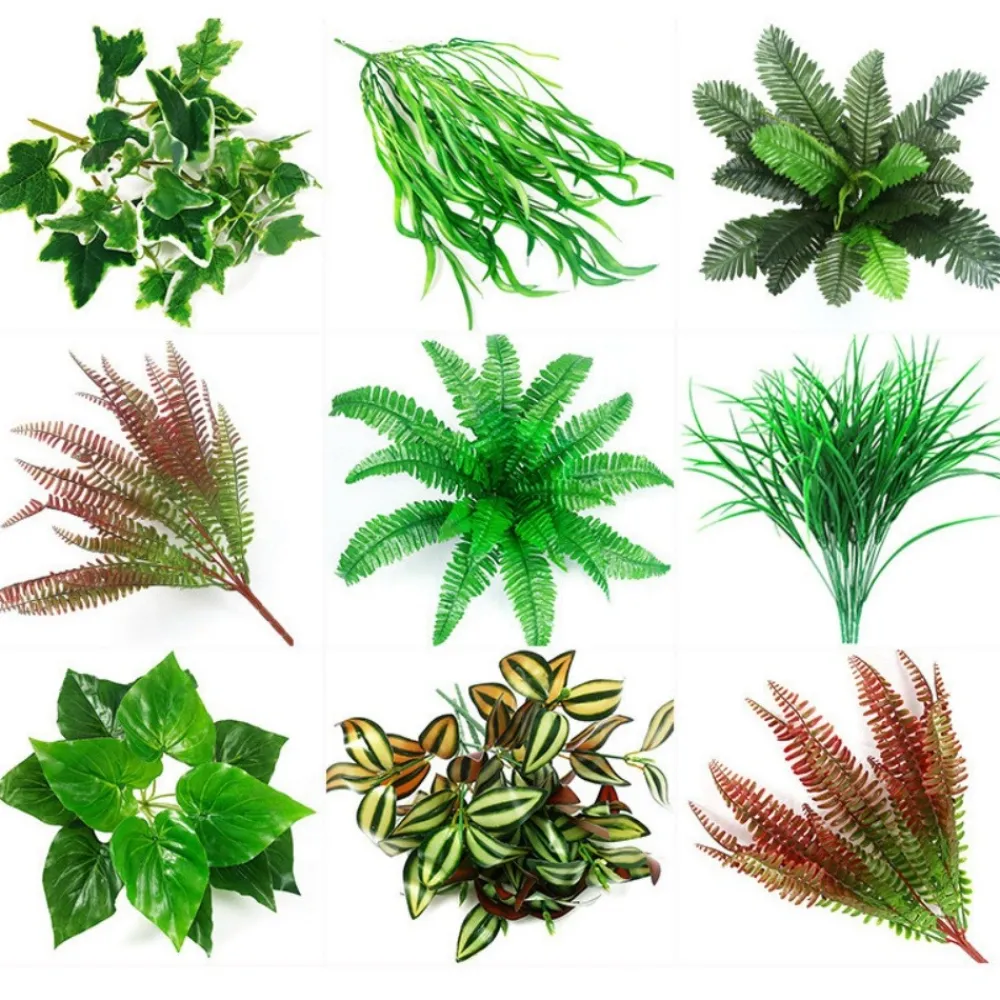 Dtopbuyage - Décoration de mur de plantes artificielles - feuille à 9 têtes saupoudrée d'or - Outlet