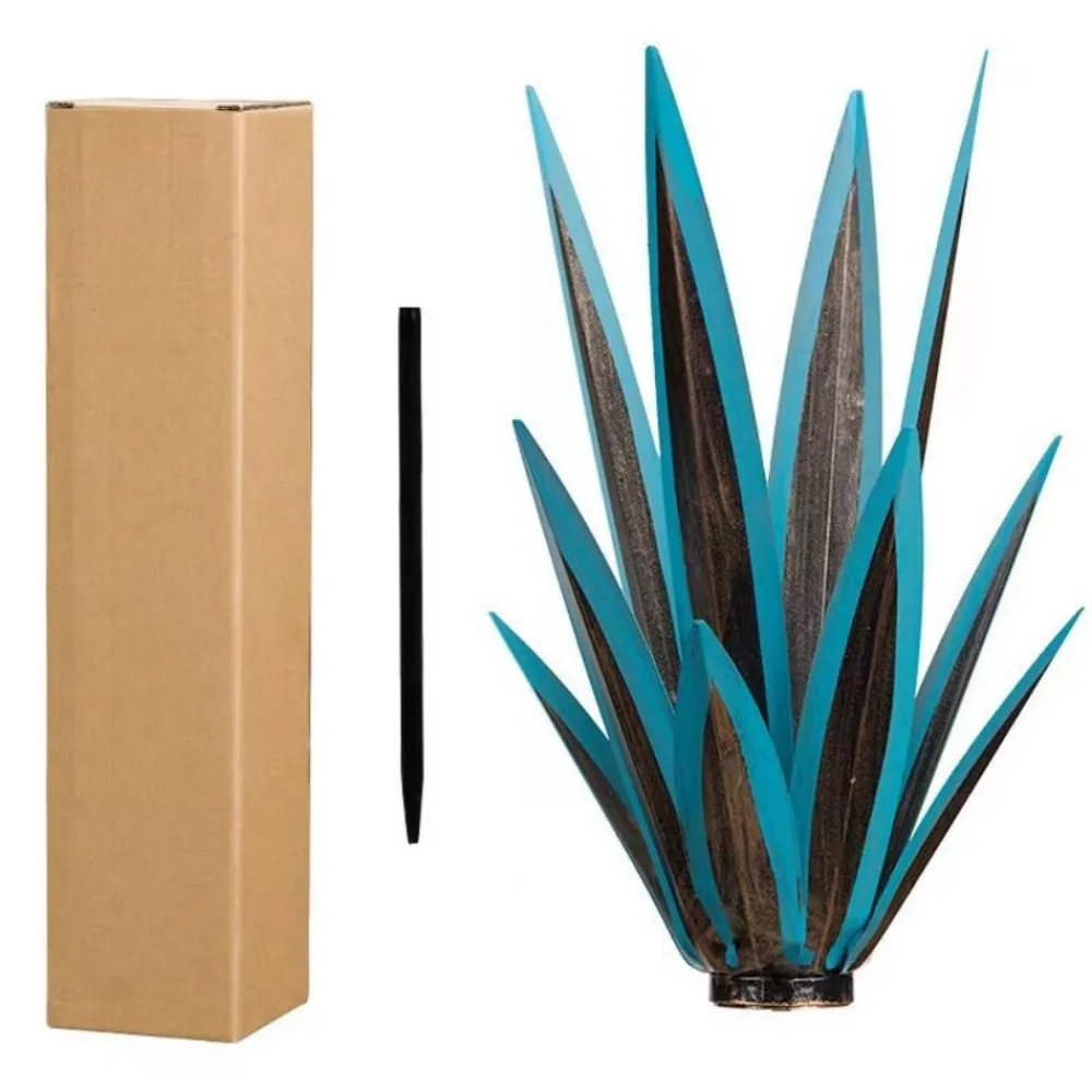 Dtopbuyage - Décoration en fer de plante d'agave pour jardin bleu Clearance