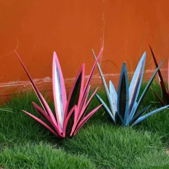Dtopbuyage - Décoration en fer de plante d'agave pour jardin bleu Clearance