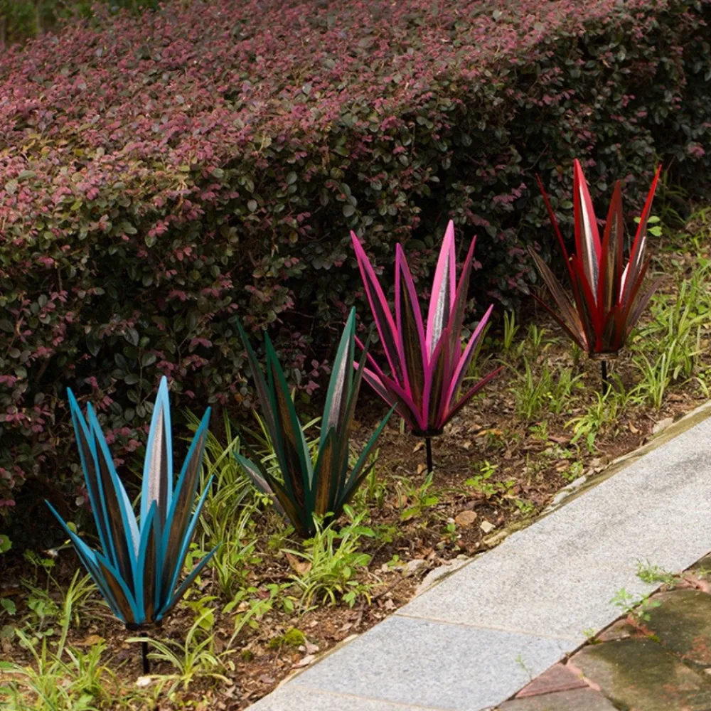 Dtopbuyage - Décoration en fer de plante d'agave pour jardin bleu Clearance