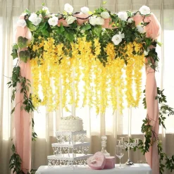 Dtopbuyage - Fleurs artificielles de glycine et de cassia fistula pour décoration du plafond jaune*2 Outlet