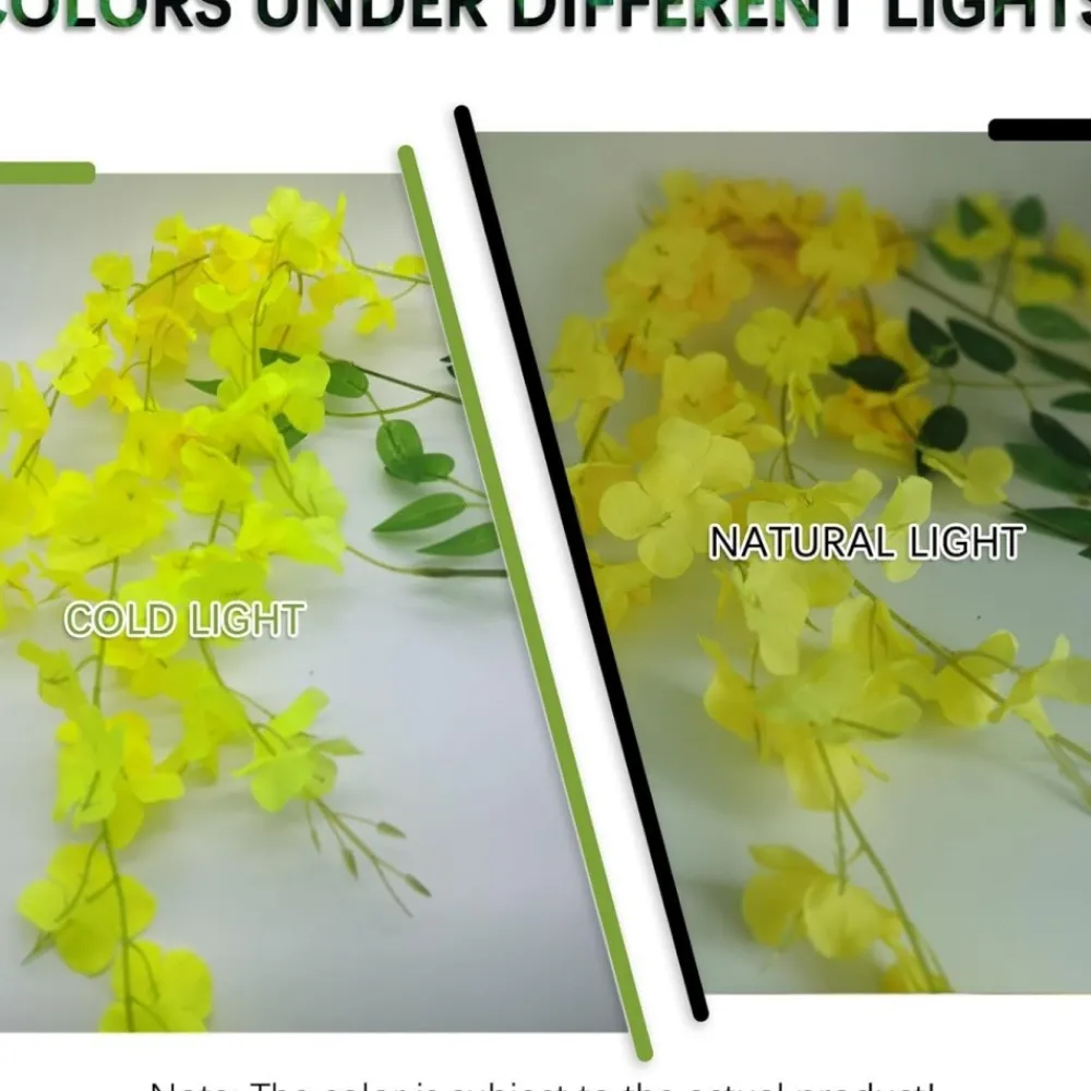 Dtopbuyage - Fleurs artificielles de glycine et de cassia fistula pour décoration du plafond jaune*2 Outlet