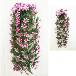 Dtopbuyage - Fleurs artificielles - tiges, paniers mural et fleurs pour décoration rose - New