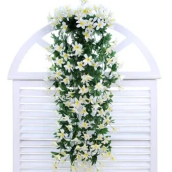 Dtopbuyage - Fleurs artificielles - tiges, paniers mural et fleurs pour décoration blanc - Best
