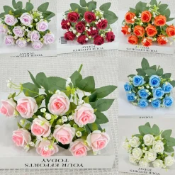 Dtopbuyage - Fleurs artificielles, gypsophile et rose diamant 2 pièces orange New