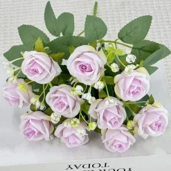 Dtopbuyage - Fleurs artificielles, gypsophile et rose diamant 2 pièces violet Online